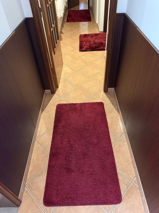 Tapetes vermelhos felpudos em otimo estado