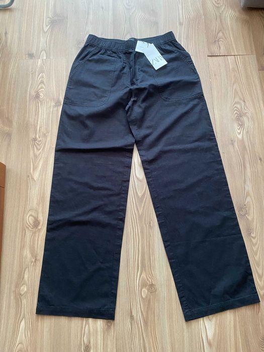 Лляні штани Zara — Нові з бірками — Широкі (Wide Leg) — Розмір S