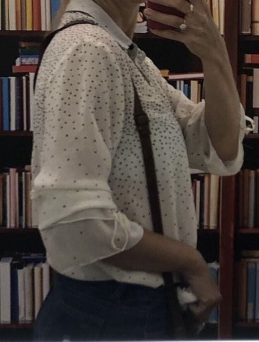 Шифоновая блузка молочная горох от Topshop S/M 150гр