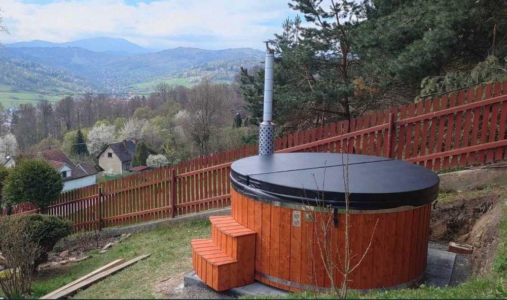 Ruska bania, balia ogrodowa z piecem wewnętrznym, jacuzzi ogrodowe
