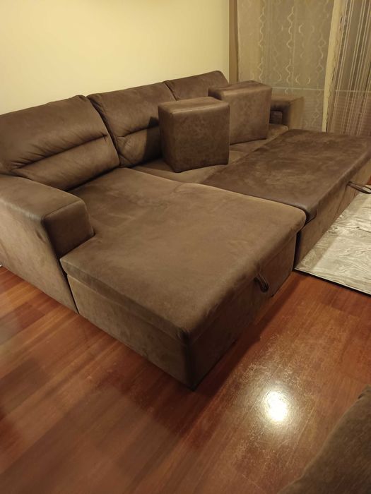 Sofá 3 lugares com cama e chaise lounge
