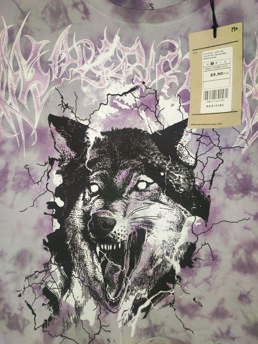 Medicine t-shirt bawełniany kolor fioletowy  Wilk