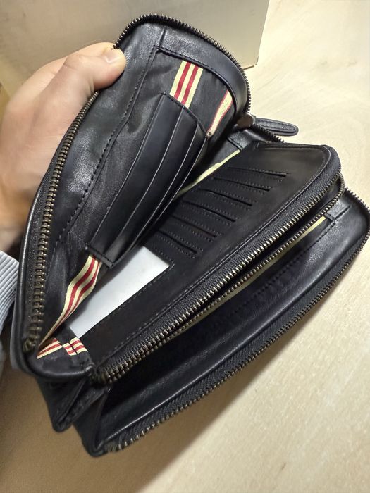 Чоловічий шкіряний портмоне Wanlima з ремінцем 20х12 см