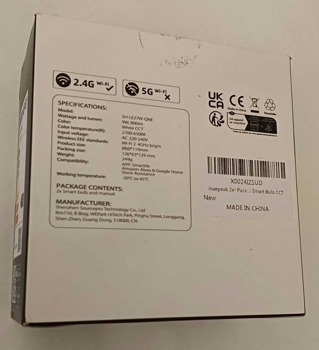 Розумна лампа WiFi,функція таймера,працює з Alexa та Google,Smart Life