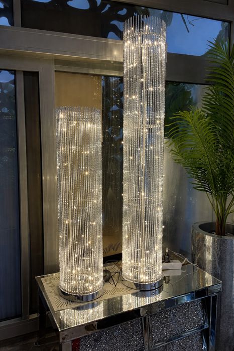 Nowoczesna lampa srebrna ledowa podłogowa glamour 100 i 143 HIT