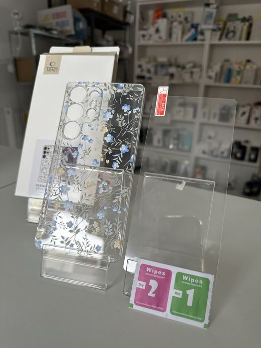 Szkło hartowane i etui Tech-Protect kwiaty do SAMSUNG S25 ULTRA