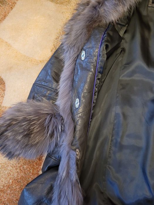 Płaszcz ochnik skóra naturalna futro lis