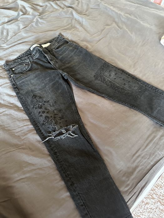 Чорні джинси zara з вишивкою 42 розмір НОВІ