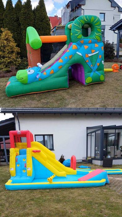 Zestaw 2 Dmuchańców: Zamek Żyrafa + Zjeżdżalnia Wodna | Stan Idealny!