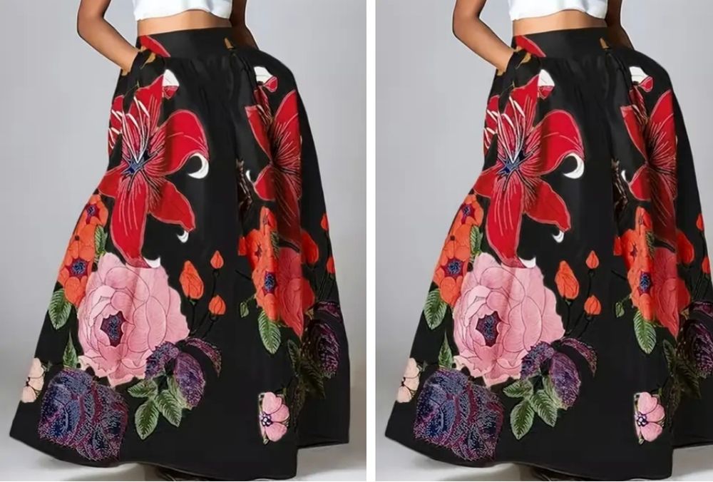 Жіноча максі-спідниця з квітковим принтом