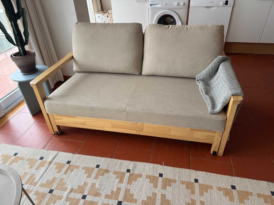 Sofá 2 lugares IKEA TORNSBORG – madeira bétula, bege