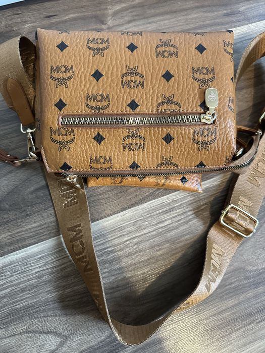 Nowa brązowa torebka MCM damska portfel w zestawie pasek torba nerka