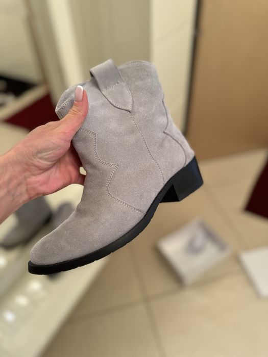 Казаки серые натуральный замш