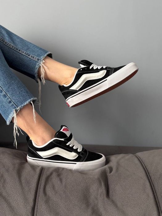 Найкраща Якість! Кросівки Vans Knu Skool Black White Чорно-білі Ванс Кну