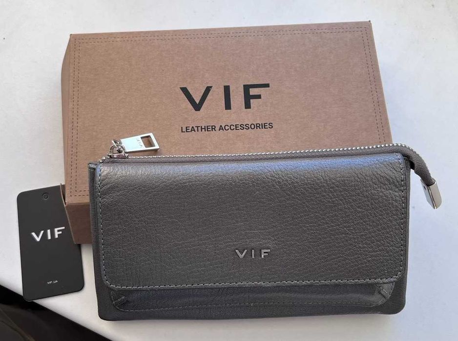 Брендовий шкіряний гаманець жіночий VIF. Портмоне жіноче стильне