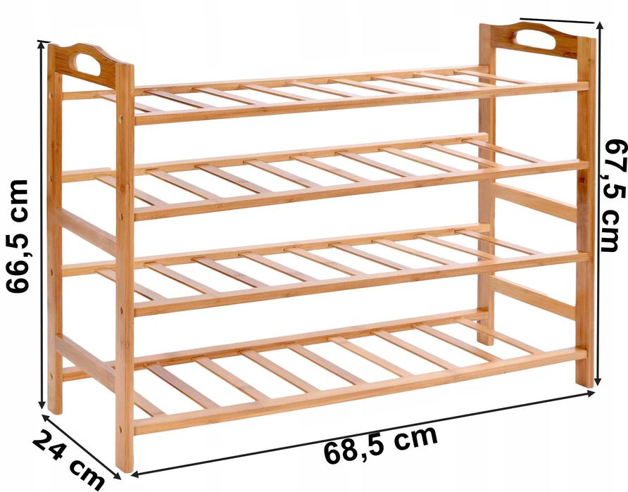 Bambusowy regał na buty 4 poziomy NERIA