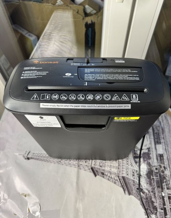 Шредера Знищувач паперу Bonsaii S120-C | шредер 8 арк, карти, CD | Нов