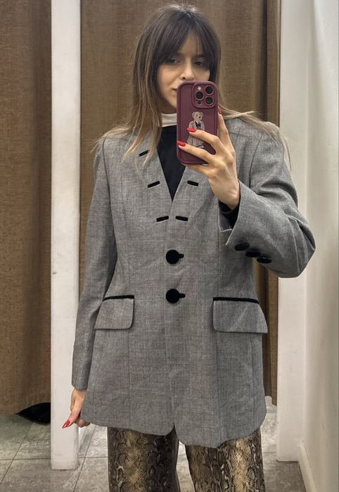 Blazer vintage de lã e veludo