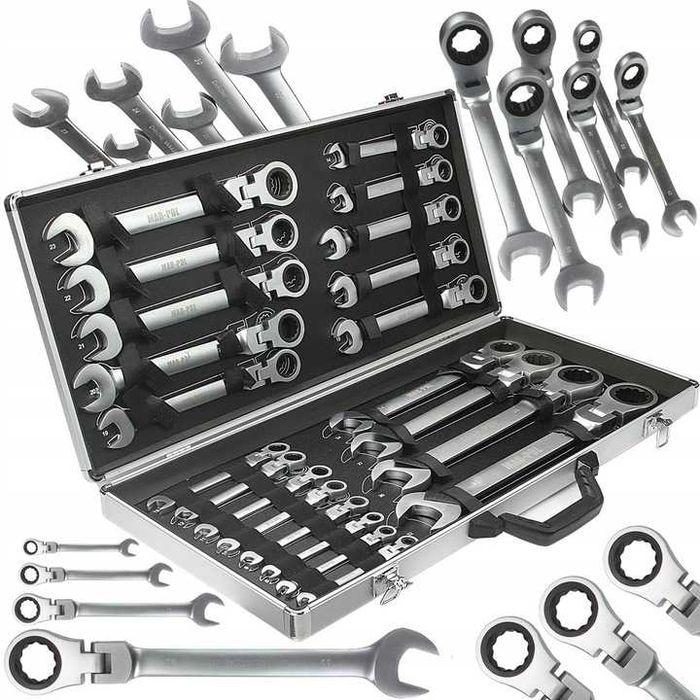 Набор рожковых ключей с трещоткой 22 шт MAR-POL M58610