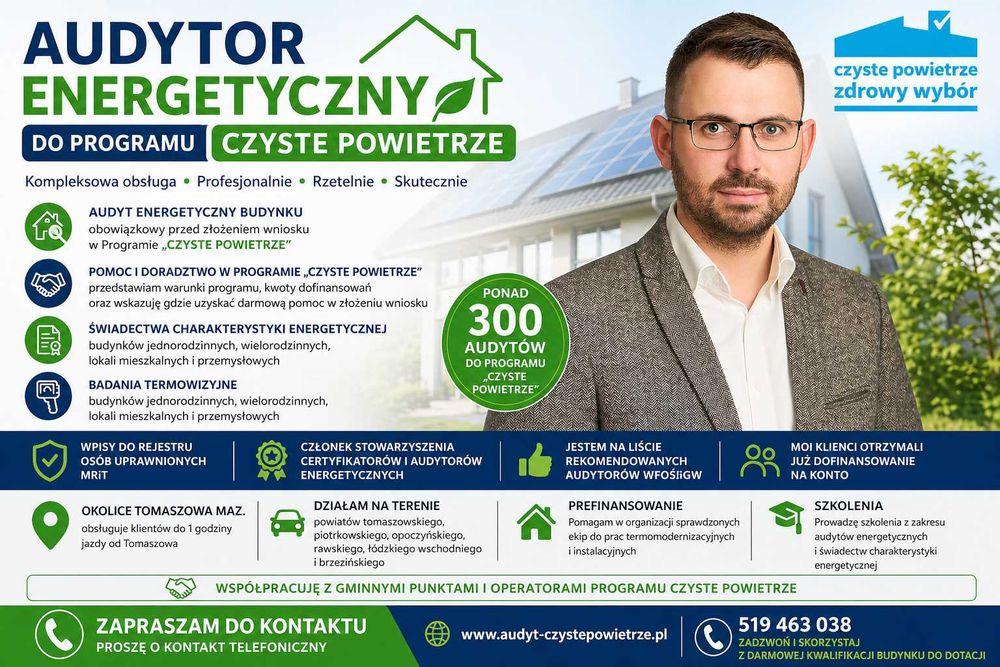 Audyt Energetyczny | Czyste powietrze | Świadectwo energetyczne I Prefinansowanie I Darmowe konsultacje
