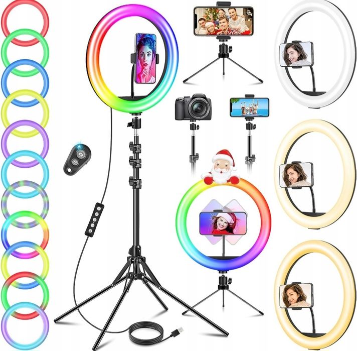 Gertong MJ33 Selfie Ring Light Lampa pierścieniowa RGB LED