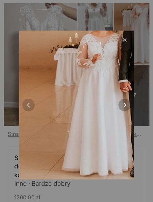 Suknia ślubna 156cm+10cm z dł. rękawem i błyszczącymi kamykami + welon