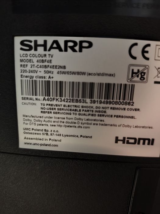 Tv Sharp 40 cali
