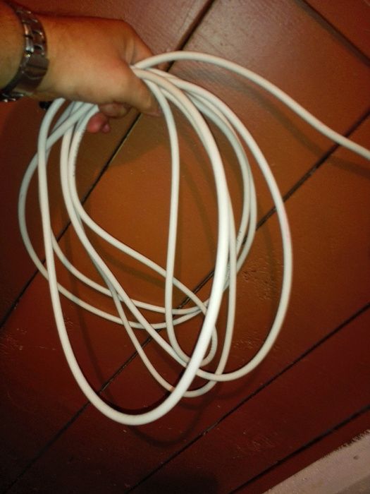 Kabel tv 4-5m tv antena kablówka, dekoder zaciskane końcówki biały