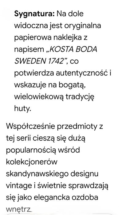 Szkło wg projektu Anny Ehrner ATOL -Kosta Boda