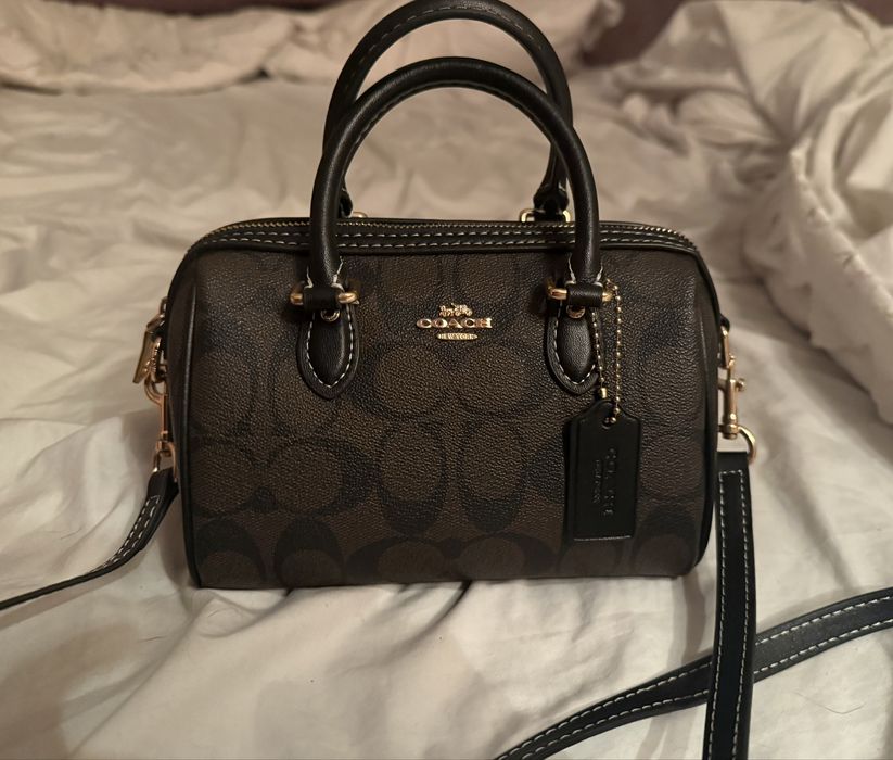 Сумка жіноча Coach Rowan Brown Satchel In Signature Canvas Premium
