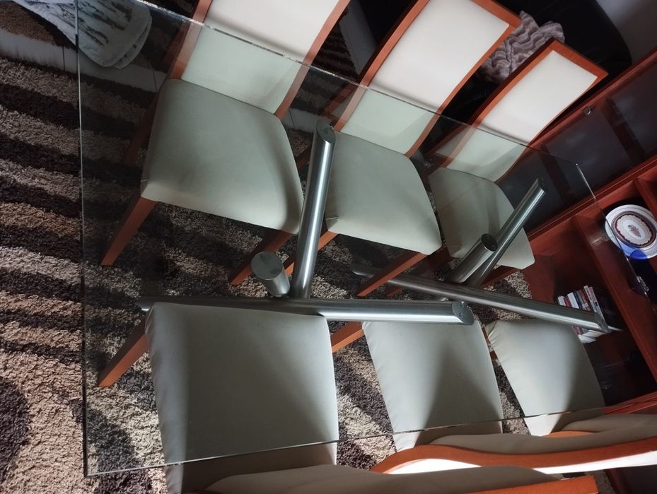 Conjunto de Mesa de Jantar com 6 Cadeiras