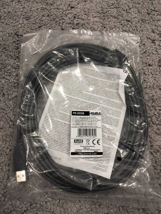 Przedłużacz kabla USB 5 metrów czarny