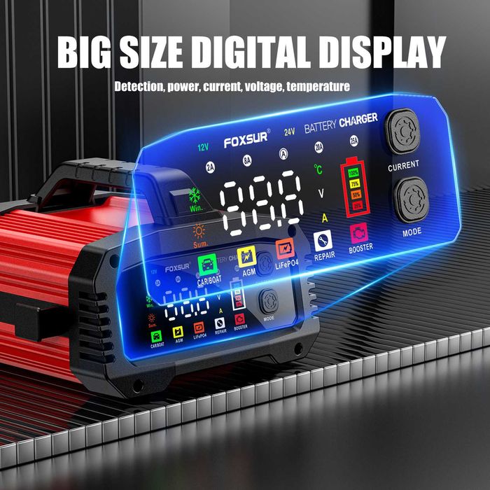 Ładowarka Mikroprocesorowa FOXSUR Prostownik 25A do LiFePO4 12 24V