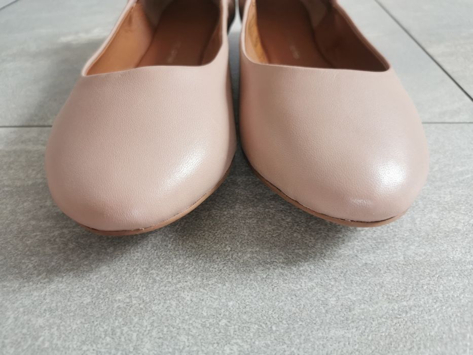 Nowe COX baleriny 38 37 balerinki pudrowy brudny róż nude skórzane but
