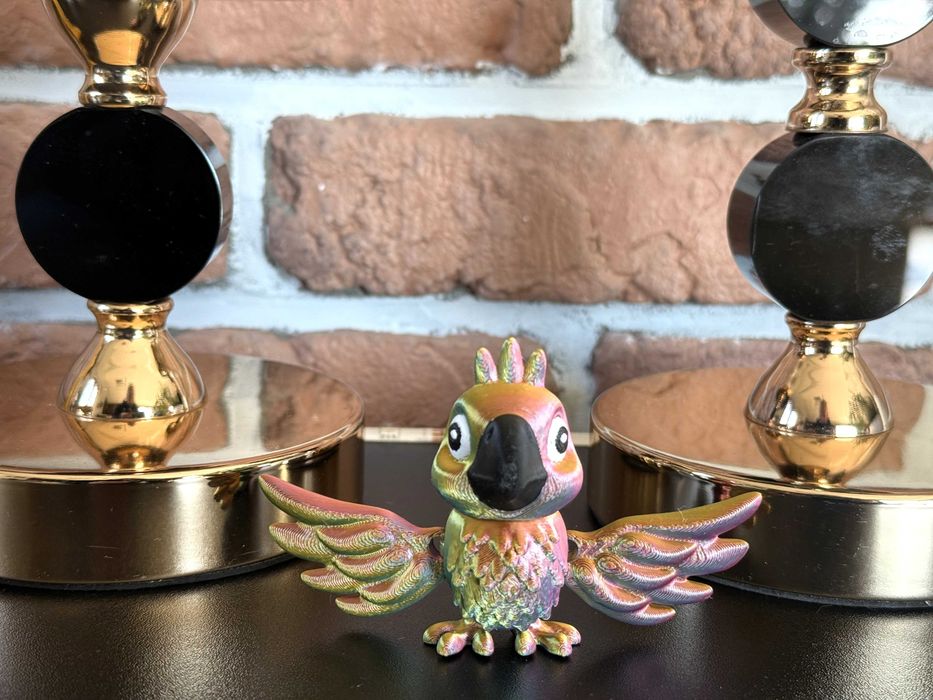 Papuga 3D – bajkowa, kolorowa przegubowa figurka, dekoracja