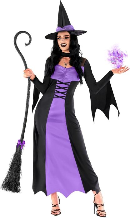 Czarodziejski Kostium Fioletowej Czarownicy Rozmiar Xl