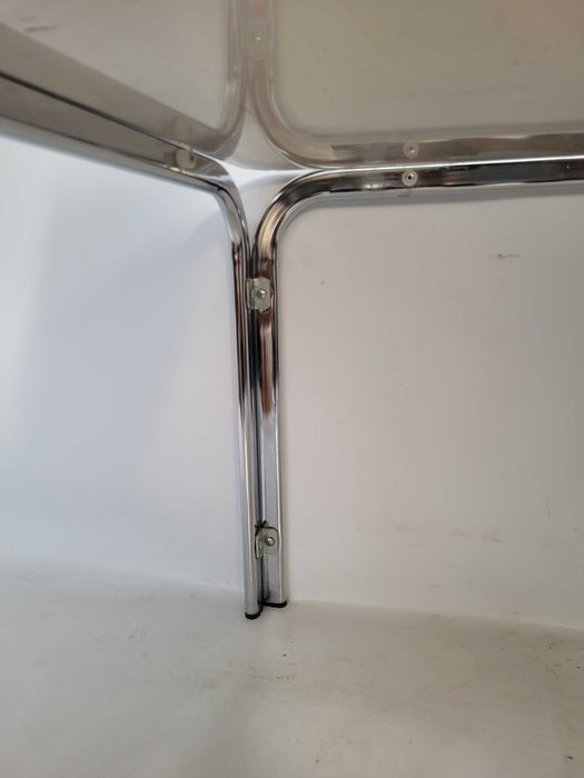 bauhaus stolik chromowany dymione szkło 83x83x46 vintage lata 70 masywny