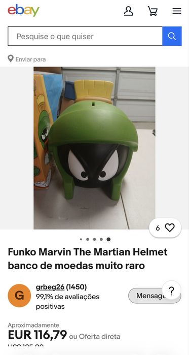 Mealheiro Marvin the Martian da Funko Pop **muito raro**