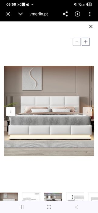 Cama branca com Led