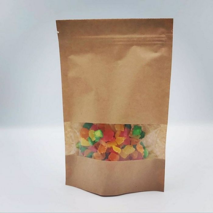 Дой пак крафт с окном, крафт металл