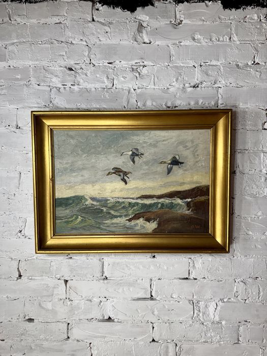 Obraz olejny dzikie kaczki, motyw myśliwski, prezent, 57x42