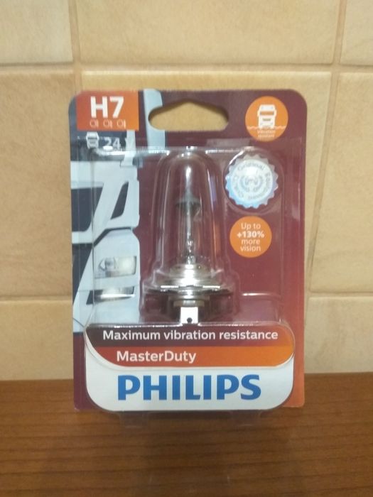 Лампа галогенова H7 Philips +130% 24v