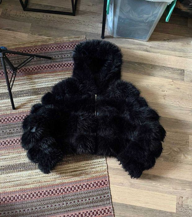 womens faux fur Luxe made in Paris Juicy Couture style baddie Jacket широка Куртка бомбер L-XL Розмір