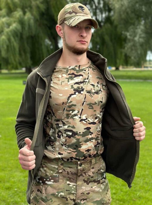 Тактична тепла фліска ЗСУ армійська флісова кофта олива військова якісна фліска олива