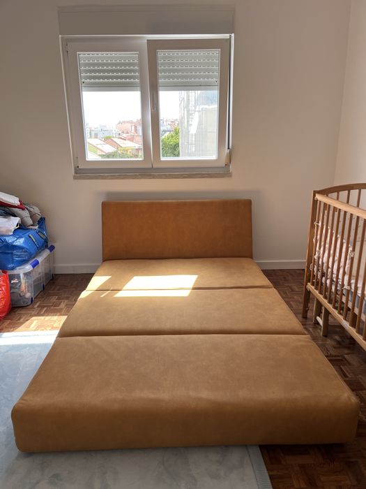 Sofá Cama cambalhota de Pele
