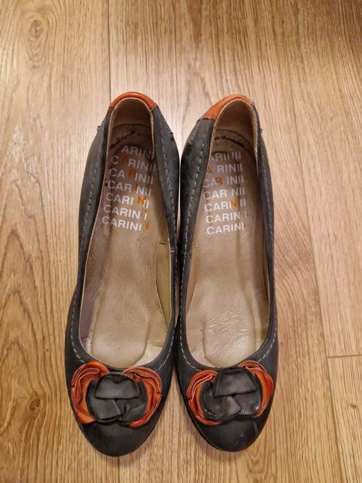 Buty na koturnie 39 Carini 25,5 cm skóra szare