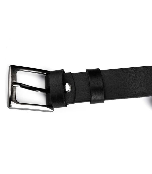 Beltimore skórzany licowy wąski pasek męski czarny E09