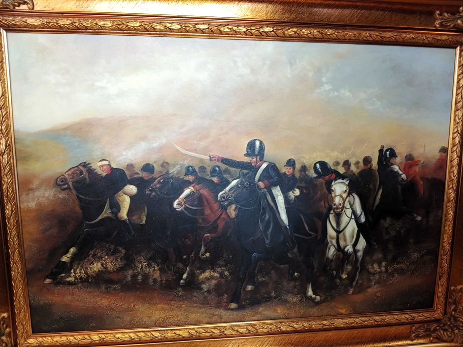 Quadro a Óleo Sobre Tela Carga de Cavalaria Militar