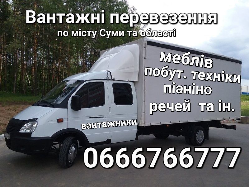 Вантажні перевезення  по місту Суми ГАЗель Вантажники