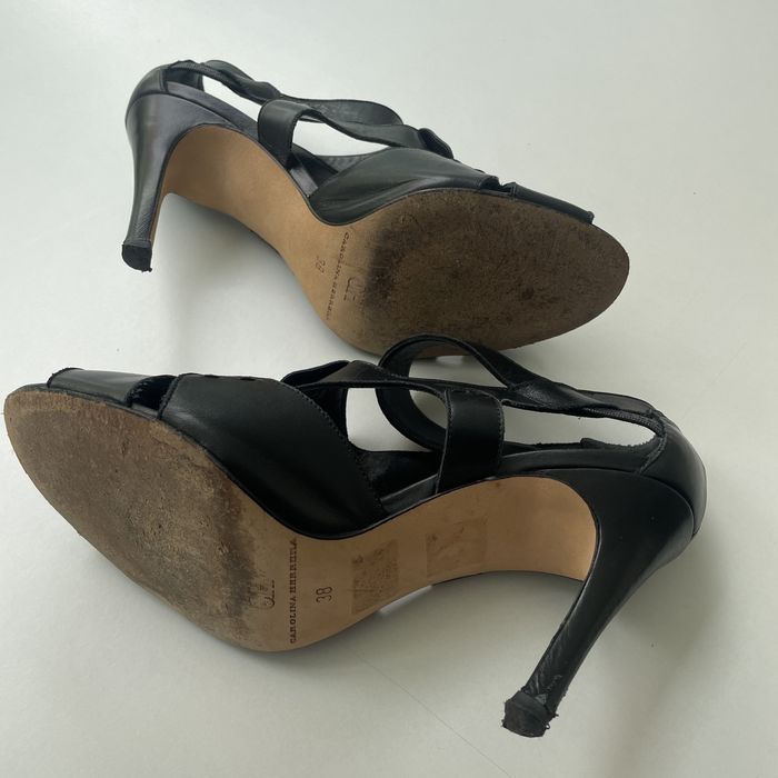 Sapatos abertos com salto CH Carolina Herrera em couro